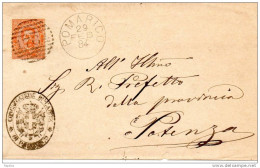 1884  LETTERA CON ANNULLO  POMARICO MATERA - Storia Postale