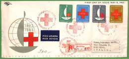 ZA1388 -  INDONESIA - Postal History -   FDC COVER  - 1963 RED CROSS - Croix-Rouge