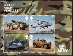 GROSSBRITANNIEN GRANDE BRETAGNE GB 2021 M/S BRITISH ARMY VEHICLES MNH MS4574 MI B4838-41 YT F5246-49 SC SH4755 - Neufs