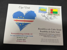 20-3-2024 (3 Y 32) COVID-19 4th Anniversary - Cape Verde - 20 March 2024 (with Cabo Verde [previous] UN Flag Stamp) - Ziekte