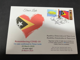 20-3-2024 (3 Y 32) COVID-19 4th Anniversary - (East) Timor Leste - 20 March 2024 (with Timor Leste Flag Stamp) - Ziekte