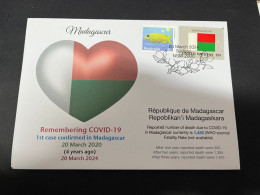 20-3-2024 (3 Y 32) COVID-19 4th Anniversary - Madagascar - 20 March 2024 (with Madagascar Flag Stamp) - Ziekte