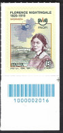 Italia 2020; Florence Nightingale, Fondatrice Dell'assistenza Infermieristica Moderna: Francobollo A Barre. - Bar Codes