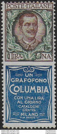 1924-25 Italia Pubblicitari Lire 1 Columbia MNH Sassone N. 19 - Andere & Zonder Classificatie