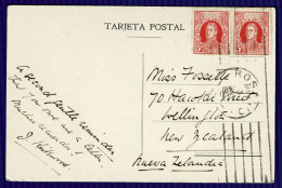 Ref 1639 - 1927 Postcard - 10c Rate Argentina To Wellington New Zealand - Covers & Documents