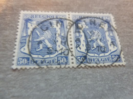 Belgique - Armoirie - Lion - 50c. - Bleu - Double Oblitérés - Année 1940 - - Oblitérés