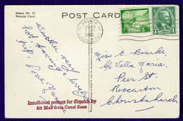 Ref 1639 - 1962 Postcard - USA Canal Zone To New Zealand - Insufficient Postage Cachet - Zona Del Canal