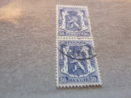 Belgique - Armoirie - Lion - 50c. - Bleu - Double Oblitérés - Année 1940 - - Usati