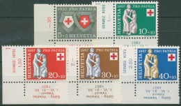 Schweiz 1957 Pro Patria Rotes Kreuz Wappen 641/45 Ecke Postfrisch - Unused Stamps