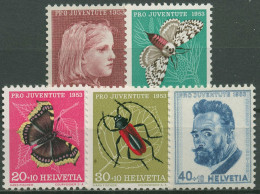 Schweiz 1953 Pro Juventute Mädchenbildnis Insekten F.Hodler 588/92 Postfrisch - Ongebruikt