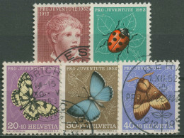 Schweiz 1952 Pro Juventute Knabenbildnis Insekten 575/79 Gestempelt - Gebraucht