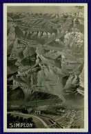 Ref 1639 - Early Map Style Postcard - Simplon Tunnel - Switzerland & Italy - Simplon