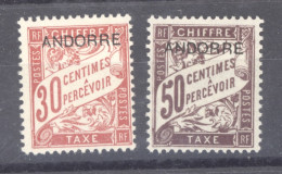 Andorre  -  Taxes  :  Yv  3-4  *        ,       N2 - Unused Stamps