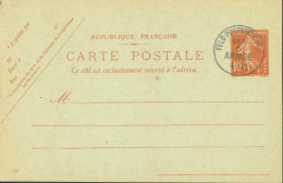 Guerre 14 Entier Semeuse Camée 10c Rouge S/ Carton Vert CAD Feld Poststation N°21? DER 6 ARMEE 4 11 Armée Allemande - WW I