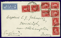 Ref 1639 - Jamaica 1937 - Airmail Cover With 8 X 1d Booklet Stamps? Canc. Runaway - Giamaica (...-1961)
