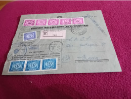 RACCOMANDATA ATTI GIUDIZIARI CON STRISCIA SEGNATASSE 20 LIRE + 3 DA 10 LIRE + 1 DA 5 LIRE- 1953 - Portomarken