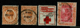 Ref 1639 - Jamaica - 4 Used Stamps Inc. Wat Stamp Overprints - Red X Fund - May Pen Cancel - Giamaica (...-1961)