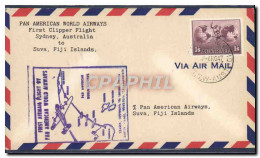 Lettre 1er Vol Sydney Suwa Fiji Fidji 2 1947 - Mint Stamps