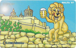 Malta - Maltacom - Lowenbrau, Mdina, 04.1997, 40U, 13.000ex, Used - Malta