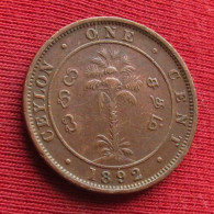 Sri Lanka Ceylon 1 Cent  1892  Wºº - Sri Lanka