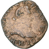 France, Henri III, Double Tournois, 1586, La Rochelle, Cuivre, TB+, Gadoury:455 - 1574-1589 Henry III