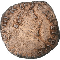 France, Henri III, Double Tournois, 1586, La Rochelle, Cuivre, TB+, Gadoury:455 - 1574-1589 Henry III