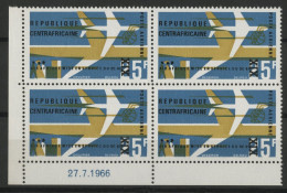 CENTRAFRIQUE Poste Aérienne N° 46 En Bloc De Quatre Avec Coin Daté Neufs ** (MNH) TB - Centraal-Afrikaanse Republiek