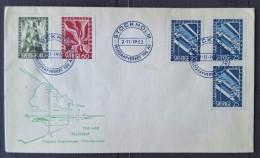 Suède 1953 N°378/80 + N°378b  Ob Sur Lettre Premier Jour  TB - FDC