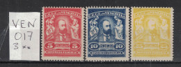 Venezuela 1905  - Yvert 117 à 119 Neufs SANS Charnière - Scott#245-247 MNH - Président Castro - Venezuela