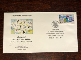 TUNISIA TUNISIE FDC COVER 2020 YEAR COVID HEALTH MEDICINE STAMPS - Tunisia (1956-...)