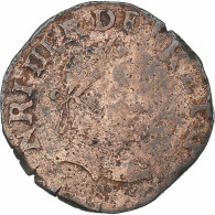 France, Henri III, Double Tournois, 1581, Poitiers, Cuivre, TB+, Gadoury:455 - 1574-1589 Enrico III