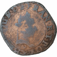 France, Henri III, Double Tournois, Bourges, Cuivre, B+, Gadoury:455 - 1574-1589 Henry III
