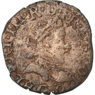 France, Henri III, Double Tournois, 1581, Poitiers, Cuivre, TB+, Gadoury:455 - 1574-1589 Henry III