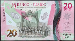 MEXICO $20 ! SERIES CJ 10-Oct-2022 DATE ! Galia Bor. Sign. INDEPENDENCE POLYMER NOTE See Img., AU/BU Cond. - Messico