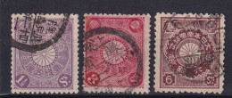 JAPAN 1906 - Canceled - Sc# 95, 98, 101 - Used Stamps