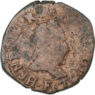 France, Henri III, Double Tournois, 1581, Angers, Cuivre, TB, Gadoury:455 - 1574-1589 Henry III