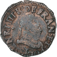 France, Henri III, Double Tournois, 1584, Nantes, Cuivre, TB+, Gadoury:455 - 1574-1589 Henry III