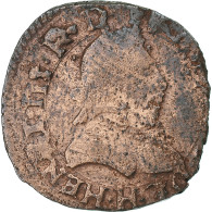 France, Henri III, Double Tournois, 1586, La Rochelle, Cuivre, TB, Gadoury:455 - 1574-1589 Henry III