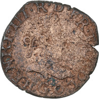 France, Henri III, Double Tournois, 1583, Poitiers, Cuivre, B+, Gadoury:455 - 1574-1589 Henry III