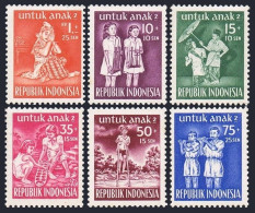 Indonesia B77-B82 Hinged, MNH. Mi 128-133. Child Welfare 1954. Musician, Dancer. - Indonésie