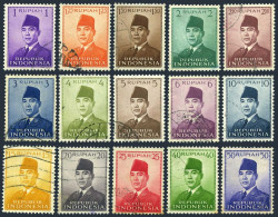 Indonesia 387-400,used.Michel 82-88,110-117. President Sukarno,1951-1953. - Indonésie