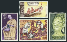 Laos C27-C30,MNH. Mi 70-73. 1957. Monks,Alms,Boat,Buddha,Ancient Painting,Horse. - Laos