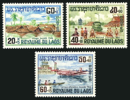 Laos B6-B8, B8a Sheet, MNH. Michel 197-199, Bl.42. The Mekong Delta Flood 1967. - Laos