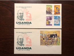 UGANDA FDC COVER 1982 YEAR TUBERCULOSIS KOCH HEALTH MEDICINE STAMPS - Uganda (1962-...)