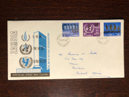 ZAMBIA FDC COVER 1968 YEAR WHO OMS UNICEF HEALTH MEDICINE STAMPS - Zambia (1965-...)