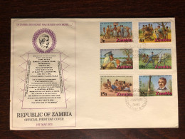 ZAMBIA FDC COVER 1973 YEAR DOCTOR LIVINGSTON HEALTH MEDICINE STAMPS - Zambia (1965-...)