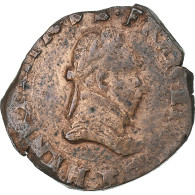 France, Henri III, Double Tournois, 158[?], Tours, Cuivre, TB+, Gadoury:455 - 1574-1589 Henry III