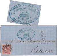 ESPAGNE/ESPAÑA 1864 Ed.64 Sobre Carta Con Marca Del Remittente Ilustrada De Una Locomotora De Vapor - Bonito - Cartas & Documentos