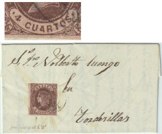 ESPAGNE/ESPAÑA 1863 Ed.58 4cu (falta El Punto Después Del 4 Y "U", "A" Y "O" Rotas) Sobre Carta De TORO A TORDESILLAS - Storia Postale