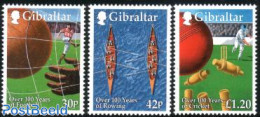 Gibraltar 1999 Sport Associations 3v, Mint NH, Sport - Cricket - Football - Kayaks & Rowing - Sport (other And Mixed) - Cricket